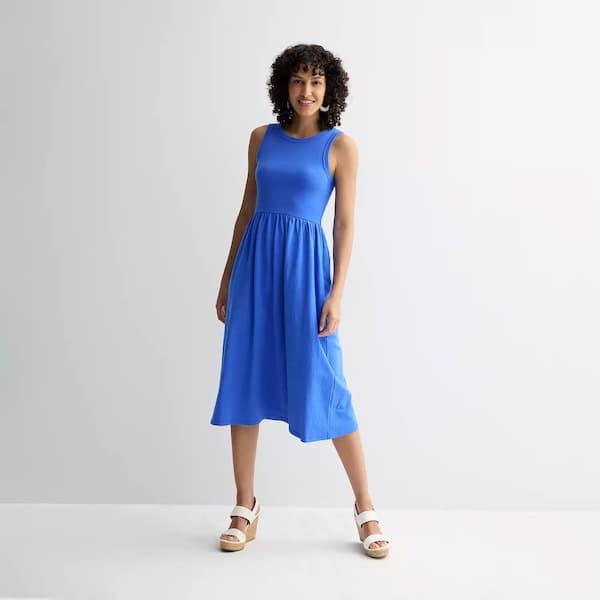 ladies cotton dress Azure Floral Modest Maxi Dress for Women