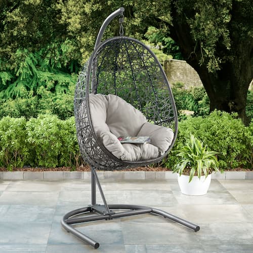 Better Homes & Gardens Outdoor Wicker Hanging Egg Chair with Stand 