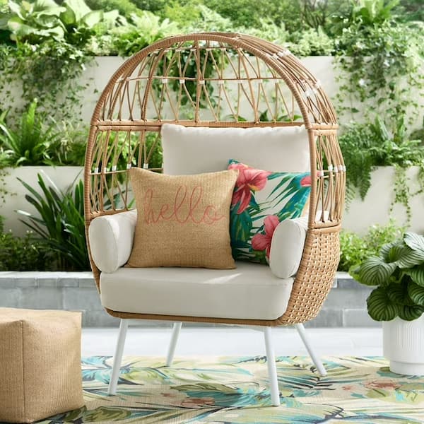 Better Homes and Gardens Lilah Boho Outdoor Stationary Wicker Egg Chair