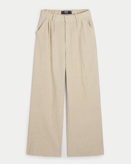 Hollister Livvy Ultra High-Rise Linen-Blend Wide-Leg Pants