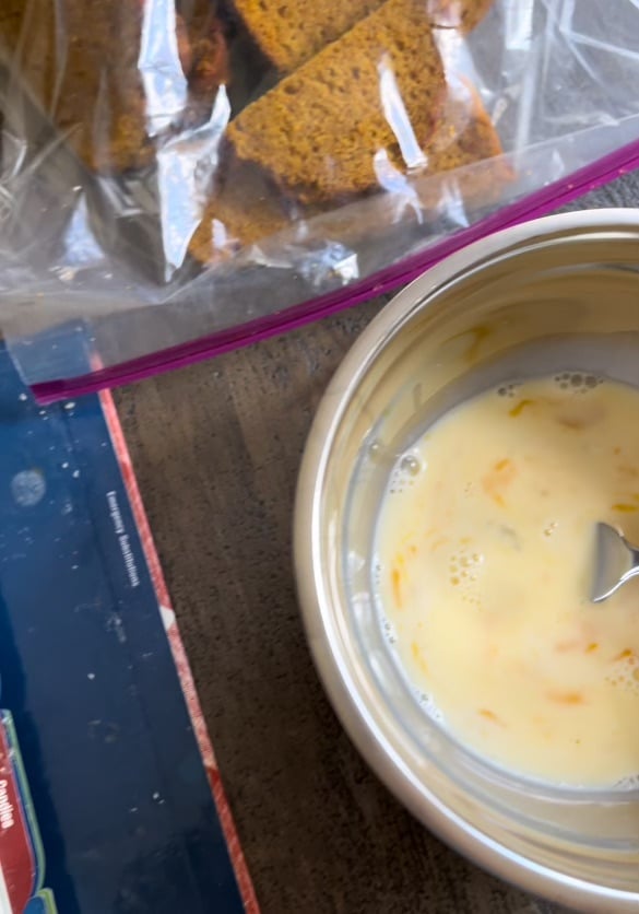 Mixing batter in bowl