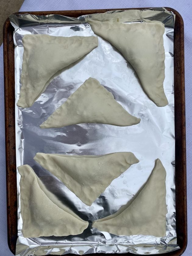 triangle dough on a sheet pan