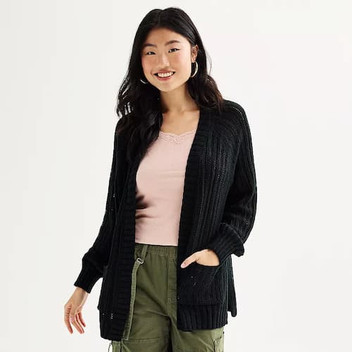 Juniors' Open Front Cardigan