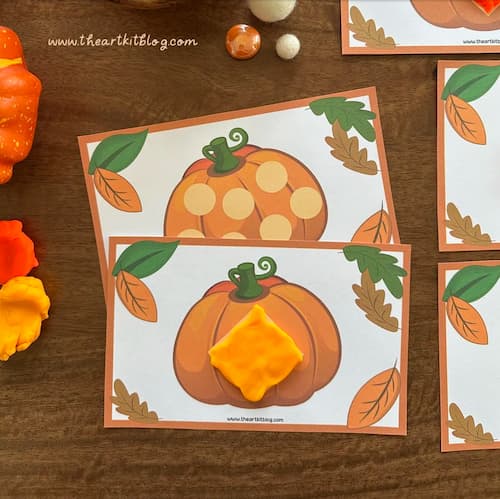 Pumpkin Shape Playdough Cards