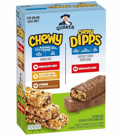 Quaker Chewy Granola Bars, Chewy & Dipps 