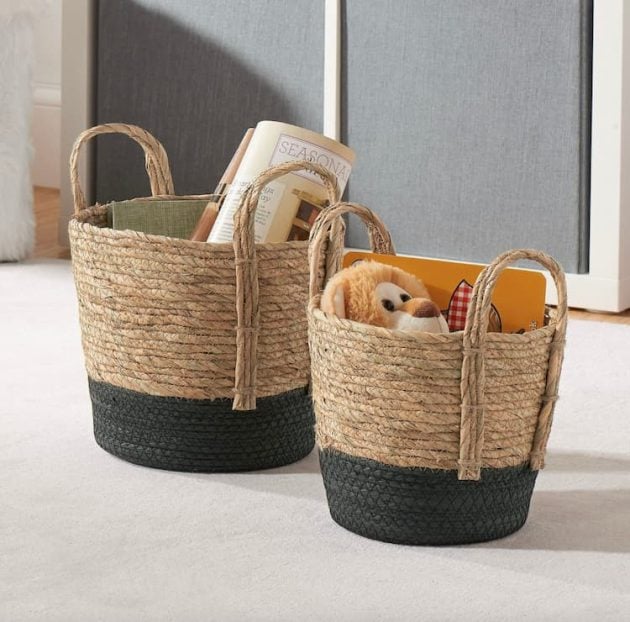 Mainstays Seagrass & Paper Rope Baskets, Set of 2