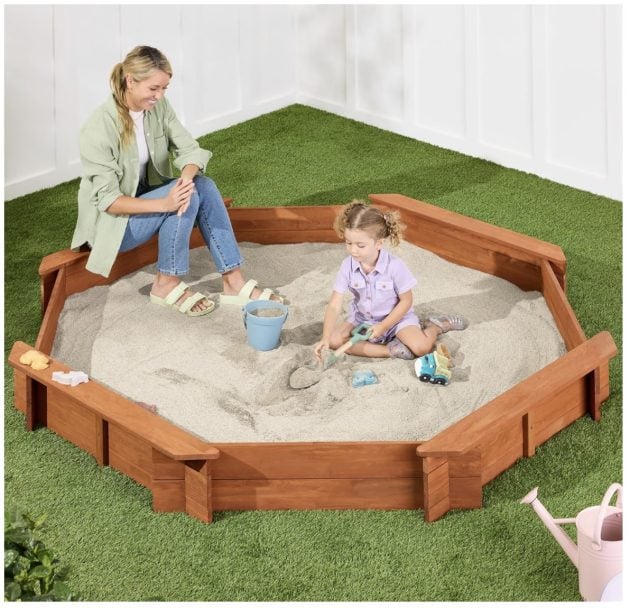 Kid’s Large Octagonal Wooden Outdoor Sandbox only $79.99 shipped!