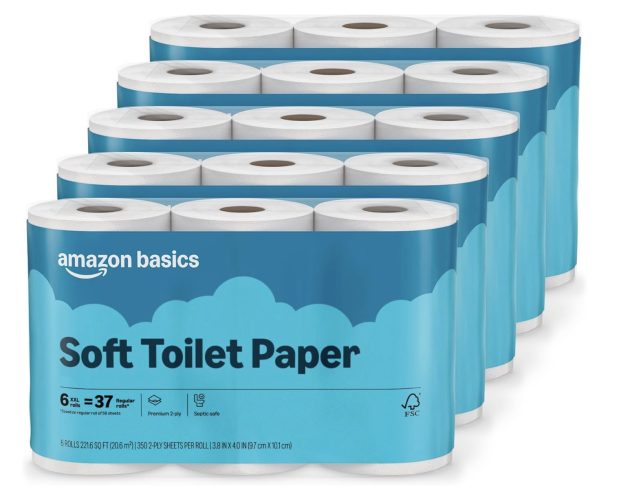 Amazon Basics Soft and Strong 2-Ply Toilet Paper, 30 Ultra Rolls only $17.65 shipped!