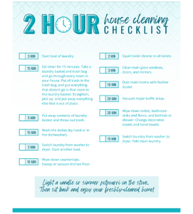 2hr Cleaning checklist printable.