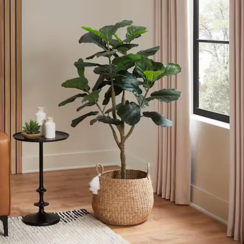 4ft Faux Fiddle Leaf Fig Tree in White Pot