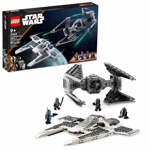 LEGO Star Wars Mandalorian Fang Fighter vs. Brinquedo de construção do interceptor TIE 