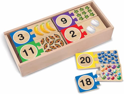 Melissa & Doug Self-Correcting Wooden Number Puzzles With Storage Box