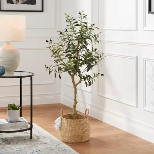 4ft Faux Olive Tree in White Pot