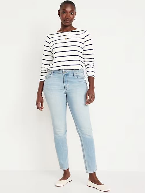 High Waisted Wow Straight Ankle Jeans