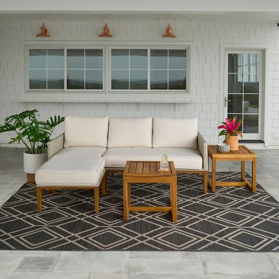 Better Homes & Gardens Davenport Sofa Lounger with Two Acacia Wood Table