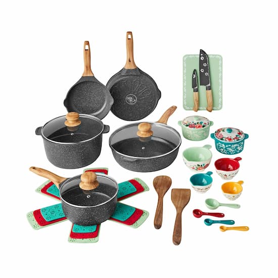 The Pioneer Woman Prairie Signature 30-Piece Cast Aluminum Cookware Set