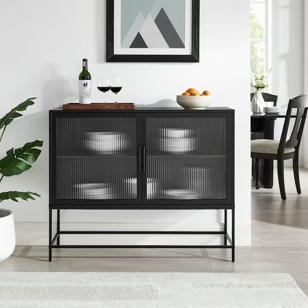 Mainstays Metal and Fluted Glass Bar Cabinet deal