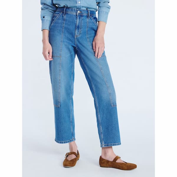 Free Assembly Women's Cropped Straight Leg Utility Jeans deal