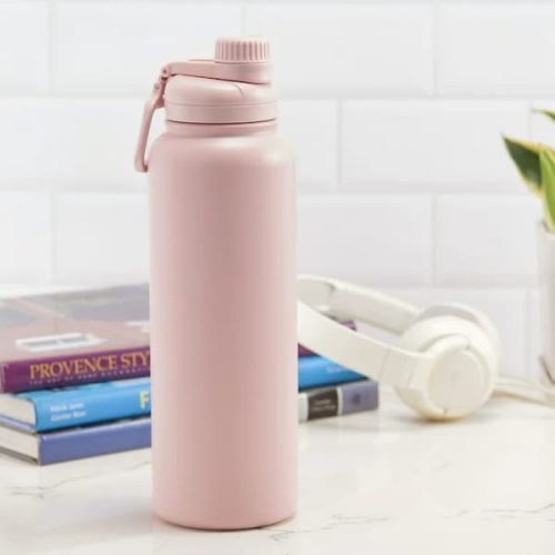Mainstays 40 fl oz Pearl Blush Pink Insulated Stainless Steel Water ...