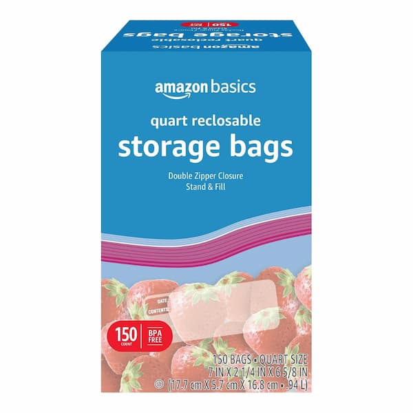 Amazon Basics Reclosable Quart Food Storage Bags, 150 Count deal