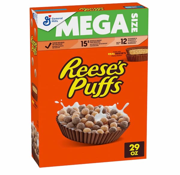 Reese's Puffs Chocolatey Peanut Butter Breakfast Cereal, Mega Size