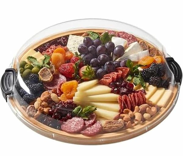 Farberware Bamboo Charcuterie Board with Lid Round deal