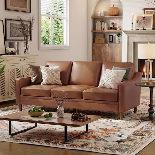 Azriah 80.31'' Faux Leather Square Arm Sofa