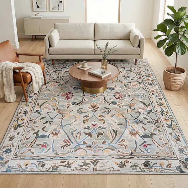 Bungalow Rose Floral Non-Slip Washable Farmhouse Modern Area Rug deal