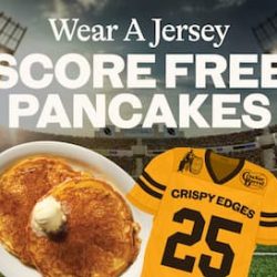 Wear jersey free pancakes at Cracker Barrel