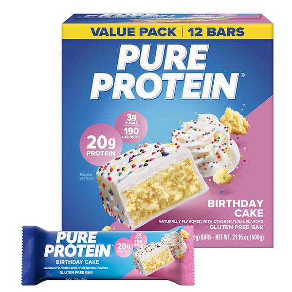 Pure Protein Gluten-Free Birthday Cake Protein Bars, 12 Ct deal