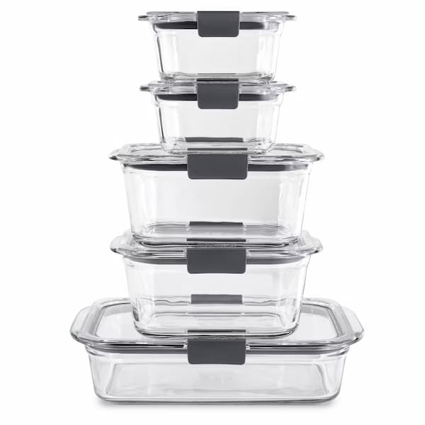 Rubbermaid Brilliance 10-Piece Glass Food Storage Set