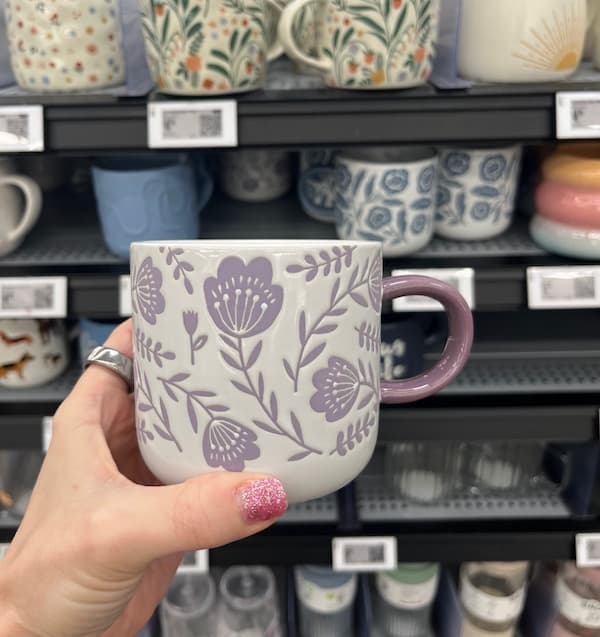 Mainstays 14.2-oz White & Purple Floral Glazed Ceramic Mug