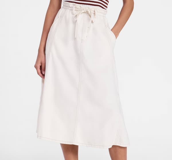 Time and Tru Women's Tie Waist Denim Midi Skirt