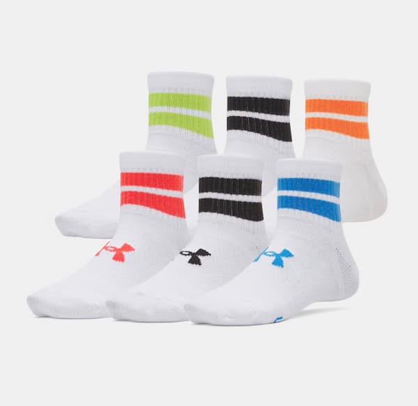 UA Essential Kids' 6-Pack Quarter Socks