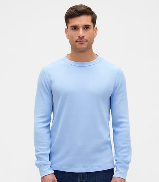 Waffle-Knit Crewneck T-Shirt