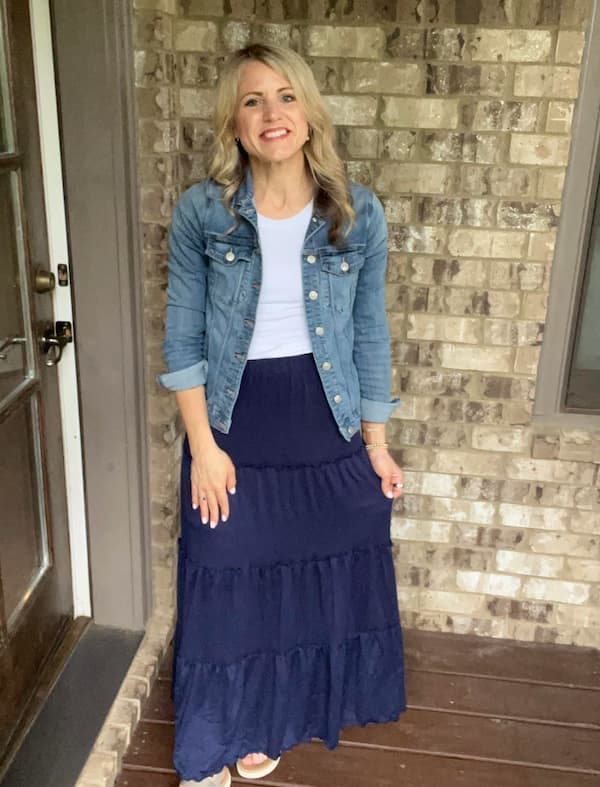 White Mark Women’s Soft Tiered Maxi Skirt