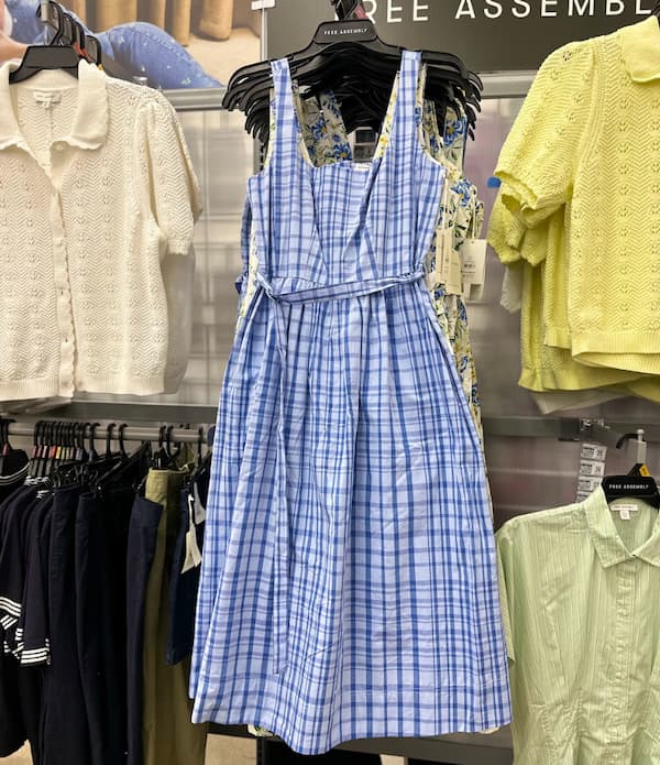 Free Assembly Sleeveless Belted Cotton Midi Dress in Blue