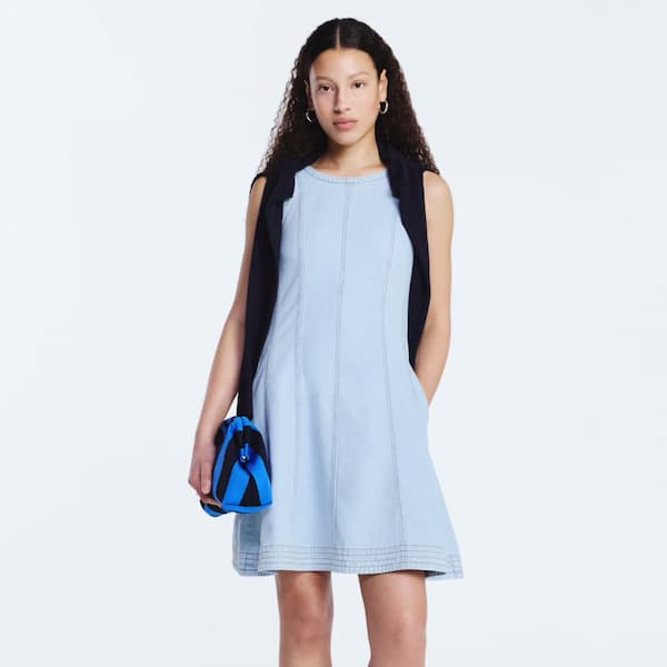 Free Assembly Sleeveless Denim Panel Mini Dress