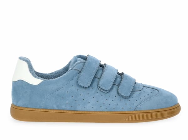 Madden NYC Women's Faux Suede Triple Strap Sneakers in blue