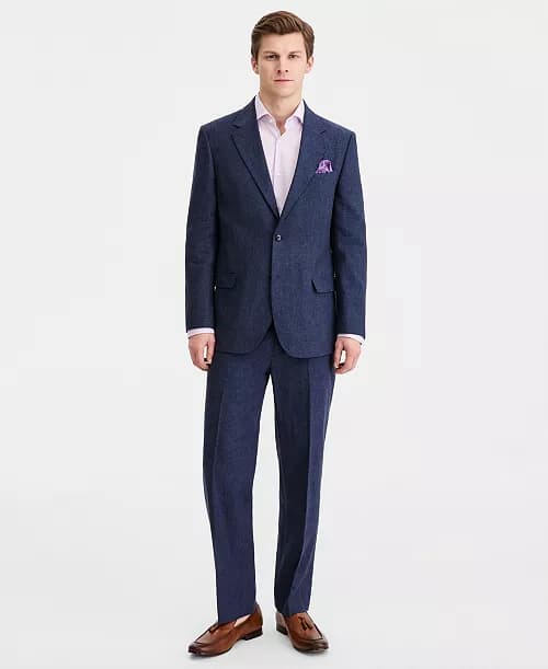 Men's Modern-Fit Cotton & Linen Nested Suit