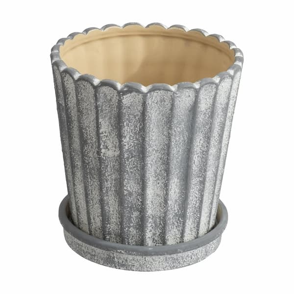 My Texas House 8 inch Shell Gray Ceramic Planter Pot deal