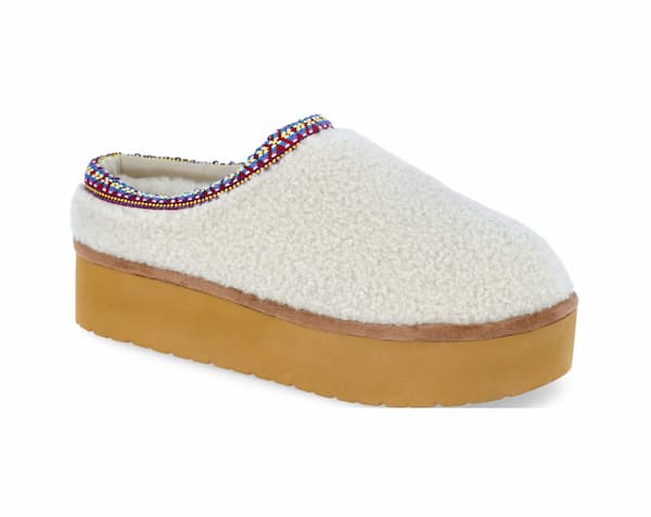 Madden NYC Women's Platform Faux Fur Lined Slip On Mules