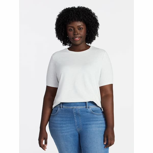 Terra & Sky Women's Plus Size Crewneck Tee with Short Sleeves deal