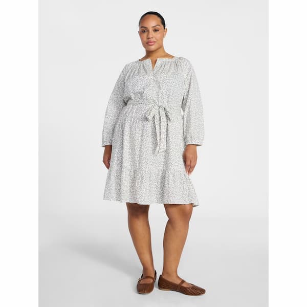 Terra & Sky Women's Plus Size Mini Tiered Shirt Dress deal