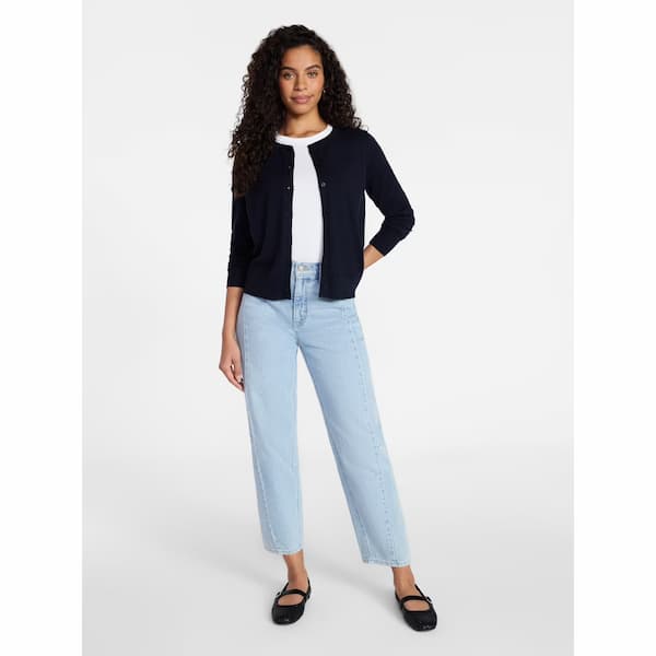 Time and Tru Women's Fine Gauge Cardigan Sweater with Long Sleeves deal