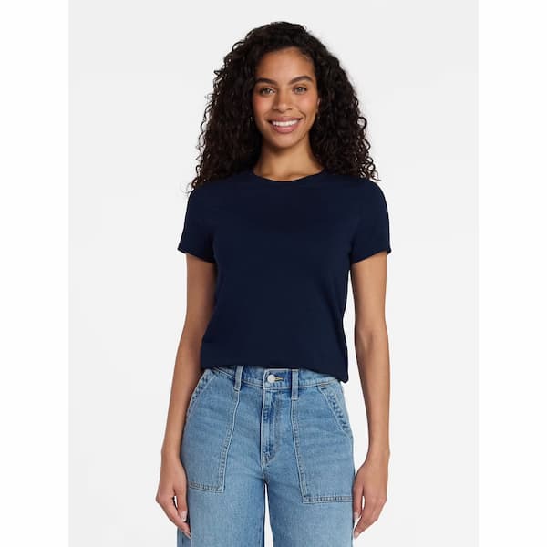 Time and Tru Women's Slim Fit Crewneck Tee with Short Sleeves deal