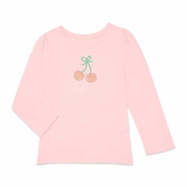 Wonder Nation Toddler Girls Crewneck Tee with Long Sleeves deal