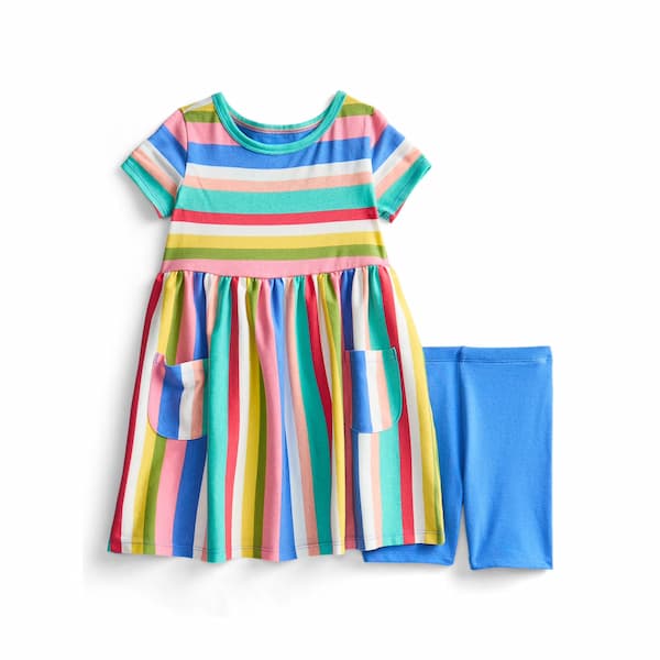 Wonder Nation Toddler Girls Printed Dress and Bike Shorts Outfit Set