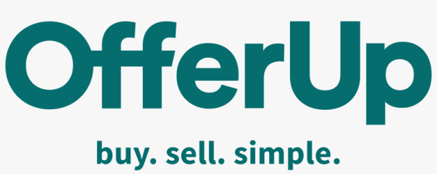 Teal OfferUp logo on a white background with the tagline "buy. sell. simple."