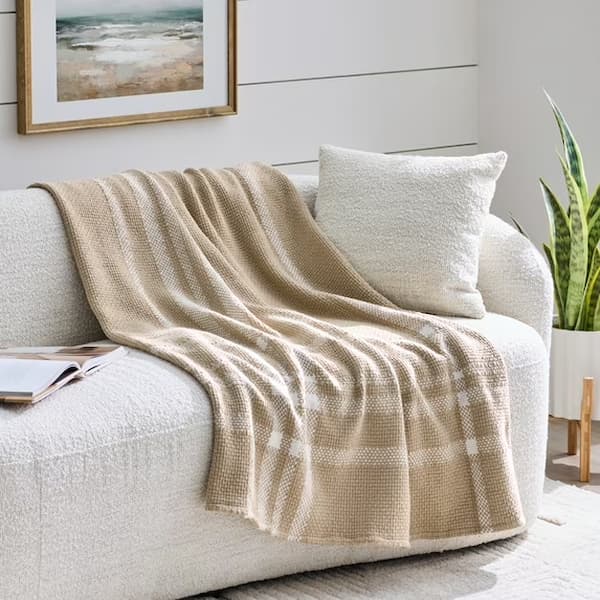 Better Homes & Gardens Almond Biscuit Woven Basketweave Throw deal